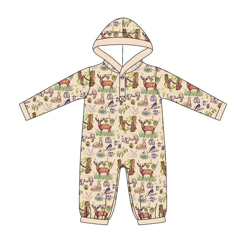 (Pre Order) No moq milk silk Baby Boys Horse Rodeos Long Sleeve Hunting Rompers