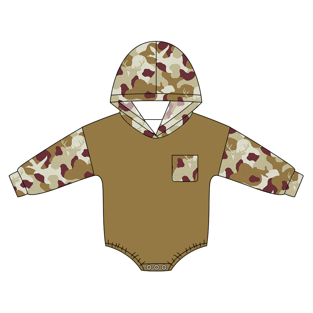 (Preorder new) No moq milk silk Baby Boys Camo Deer Daily Hunting Wear Rompers