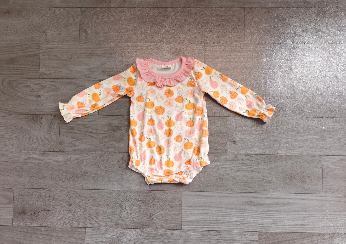 (Sample) No moq LR3098 Baby Girls Pumpkin Long Sleeve Ruffle Casual Rompers