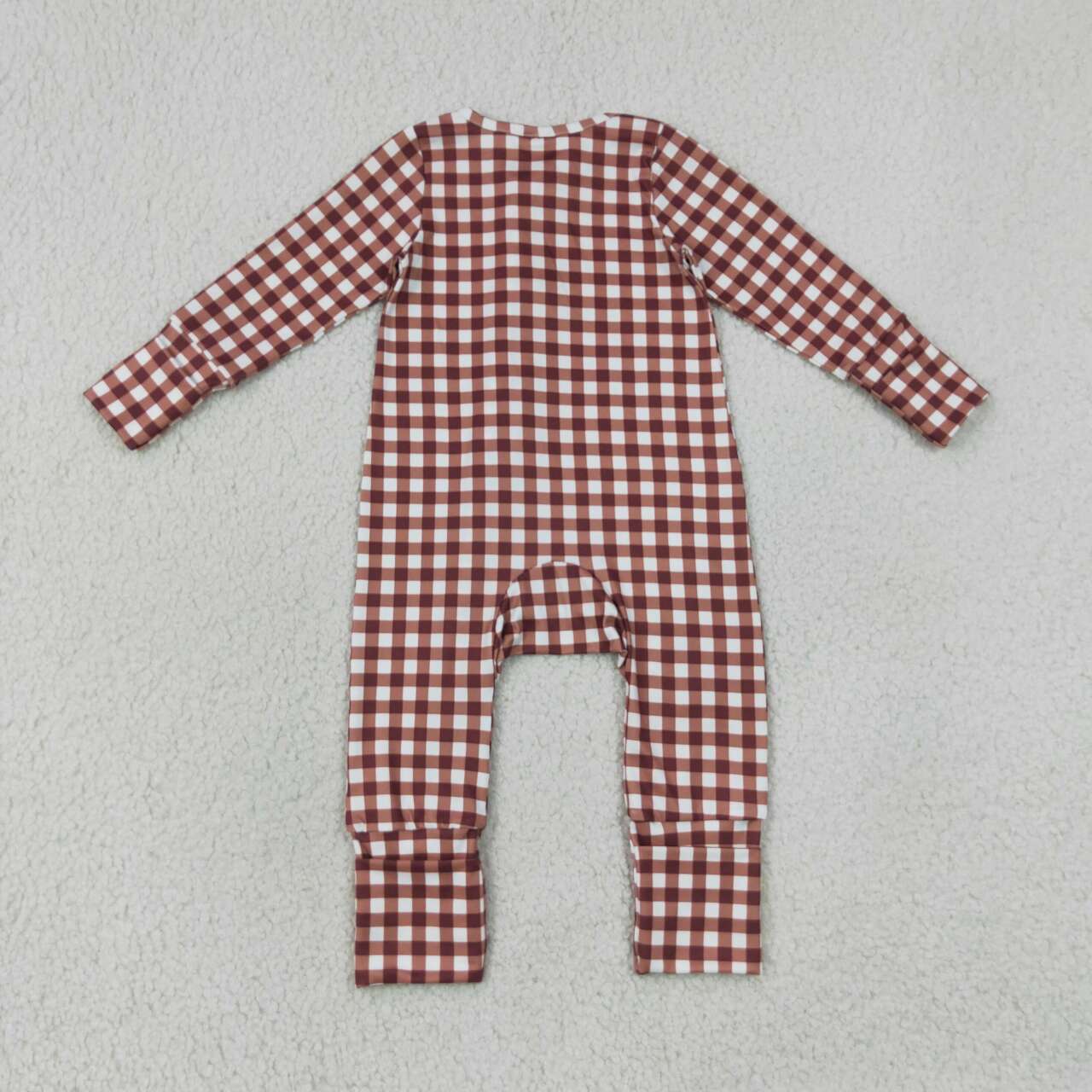 NEW RTS NO MOQ milk silk LR3113 Baby Boys Plaid Two Way Zip Convertible Romper