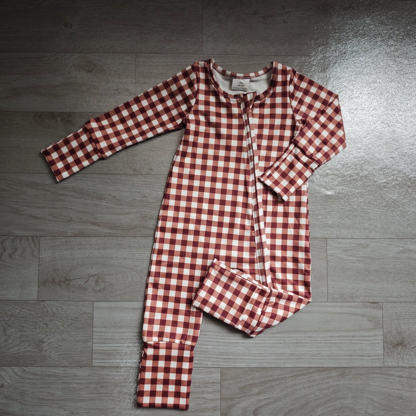 (Sample) No moq milk silk LR3113 Baby Boys Red Plaid Two Way Zip Convertible Romper