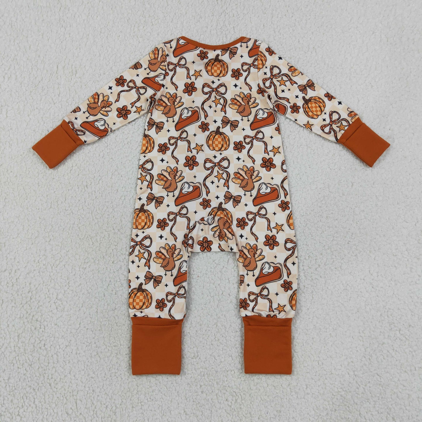 NEW RTS NO MOQ milk silk LR3120 Baby Girls Ghost Bow Halloween Long Sleeve Two Way Zipper Convertible Rompers