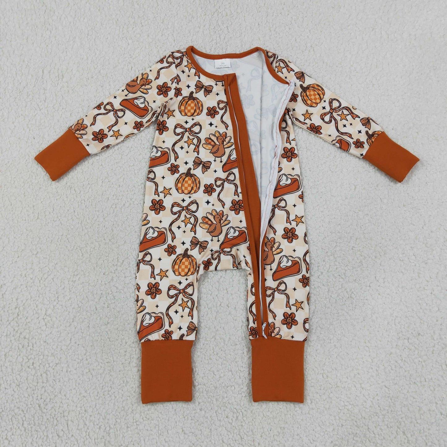NEW RTS NO MOQ milk silk LR3120 Baby Girls Ghost Bow Halloween Long Sleeve Two Way Zipper Convertible Rompers