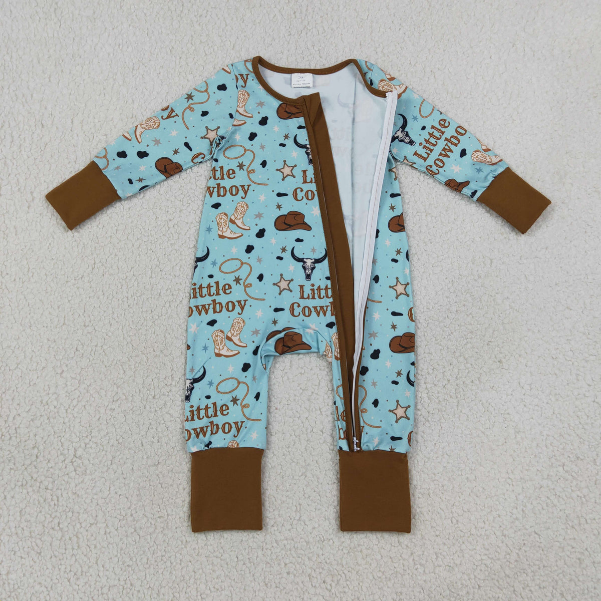 NEW RTS NO MOQ milk silk LR3124 Baby Girls Cowboys Boots Western Two Way Zip Convertible Rompers