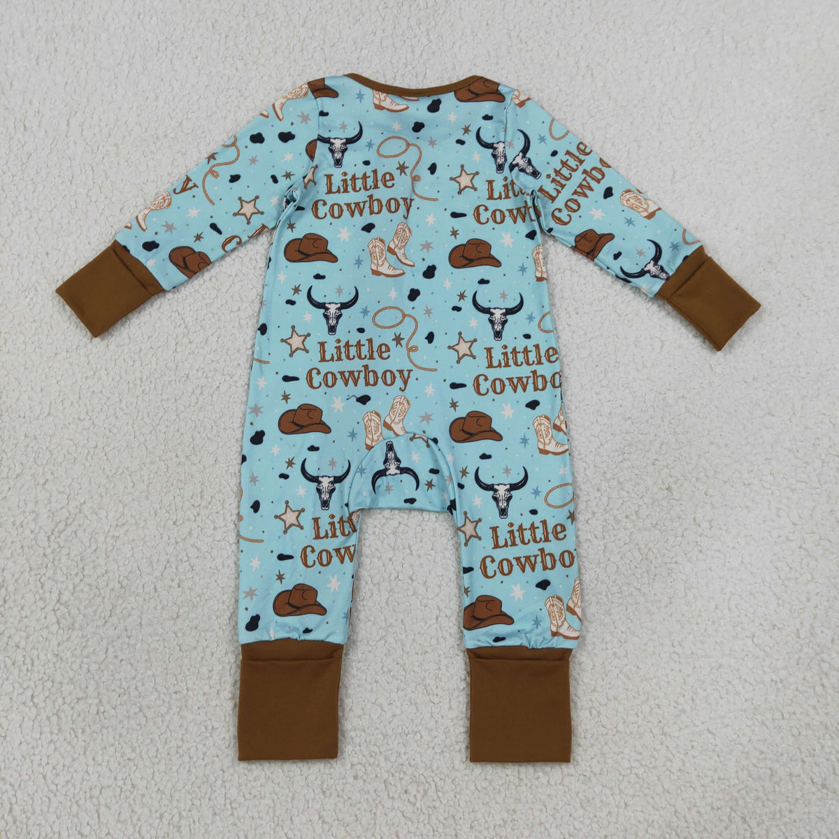 NEW RTS NO MOQ milk silk LR3124 Baby Girls Cowboys Boots Western Two Way Zip Convertible Rompers