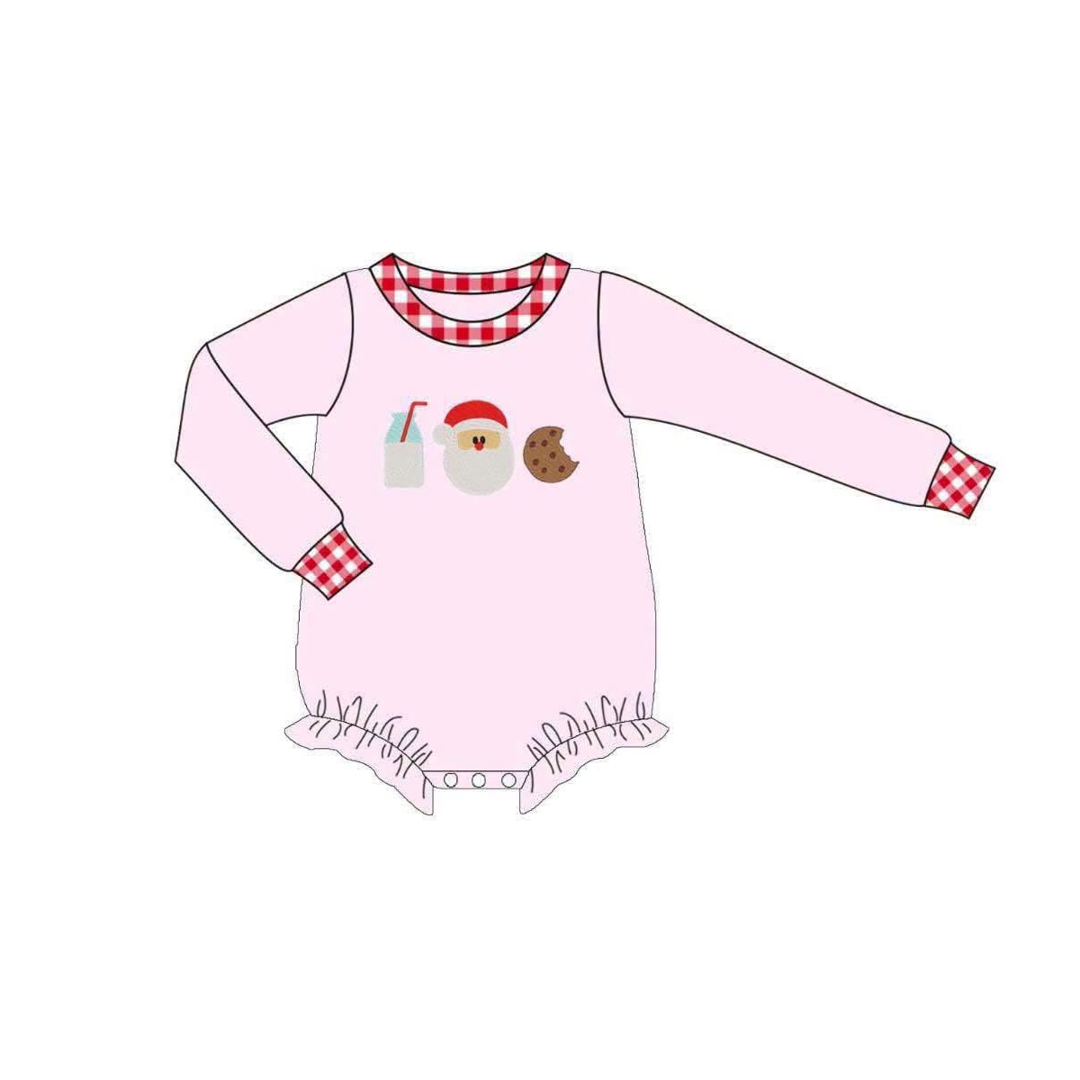 (Preorder new) No moq Baby Boys Girls Santa Milk Print Top Checked Pocket Jogger Matching Christmas Clothes Set Rompers