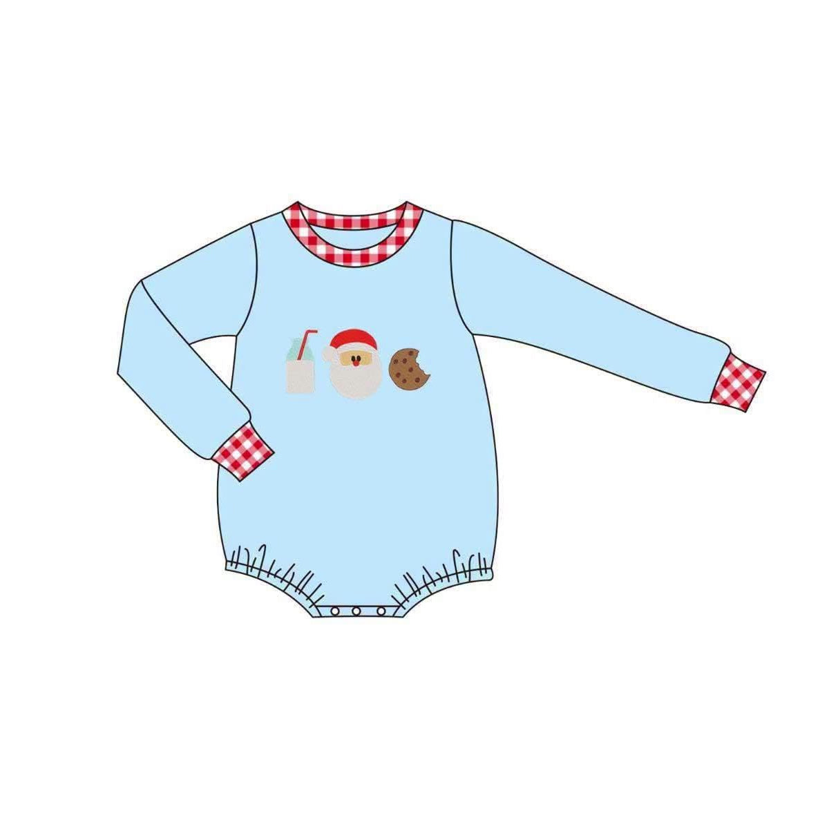 (Preorder new) No moq Baby Boys Girls Santa Milk Print Top Checked Pocket Jogger Matching Christmas Clothes Set Rompers