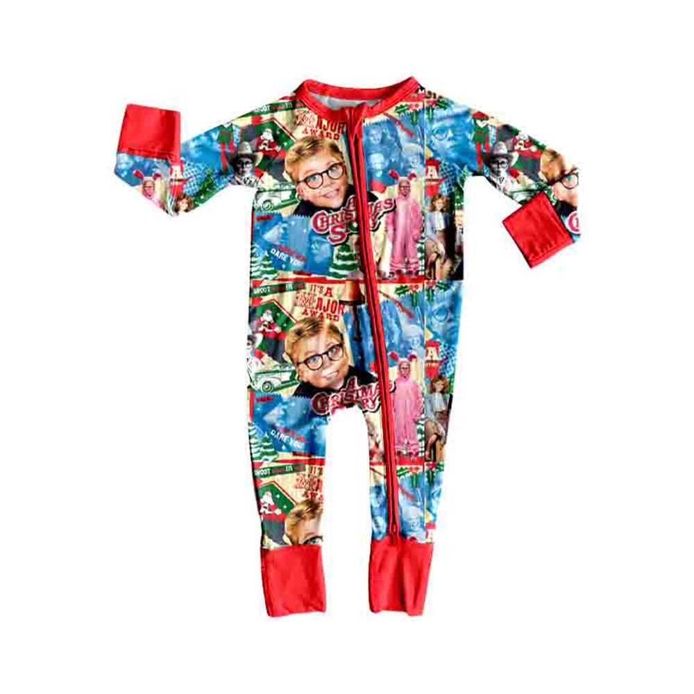 (Preorder new) No moq Baby Girls Boys Blue Print Long Sleeve Top And Pants Pajama Set Rompers Dress Blankets