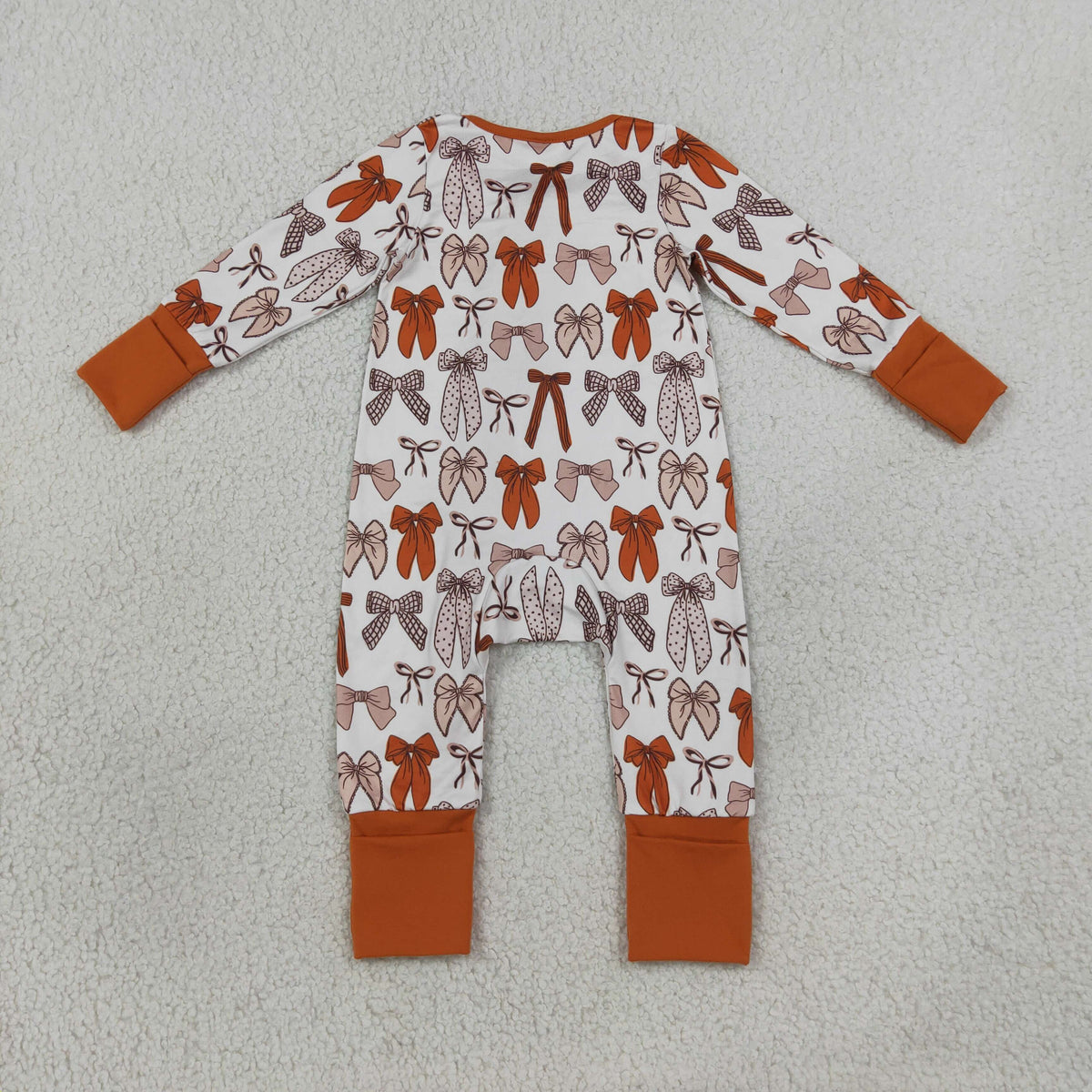 NEW RTS NO MOQ milk silk LR3158 Baby Girls Bows Plaid Fall Long Sleeve Two Way Zip Convertible Rompers