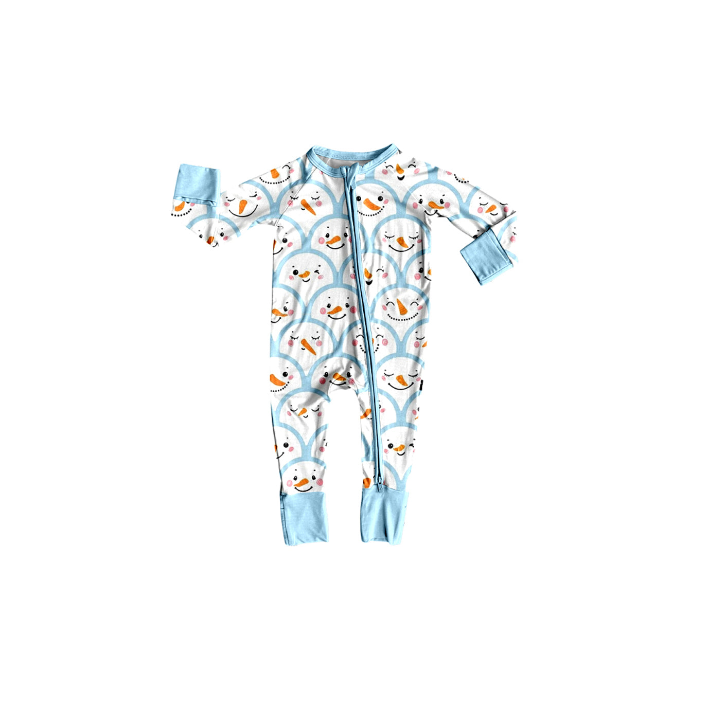 (Preorder new) No moq Baby Girls Christmas Light Blue Print Long Sleeve Top Pants Pajama Set Dress Romper Blankets