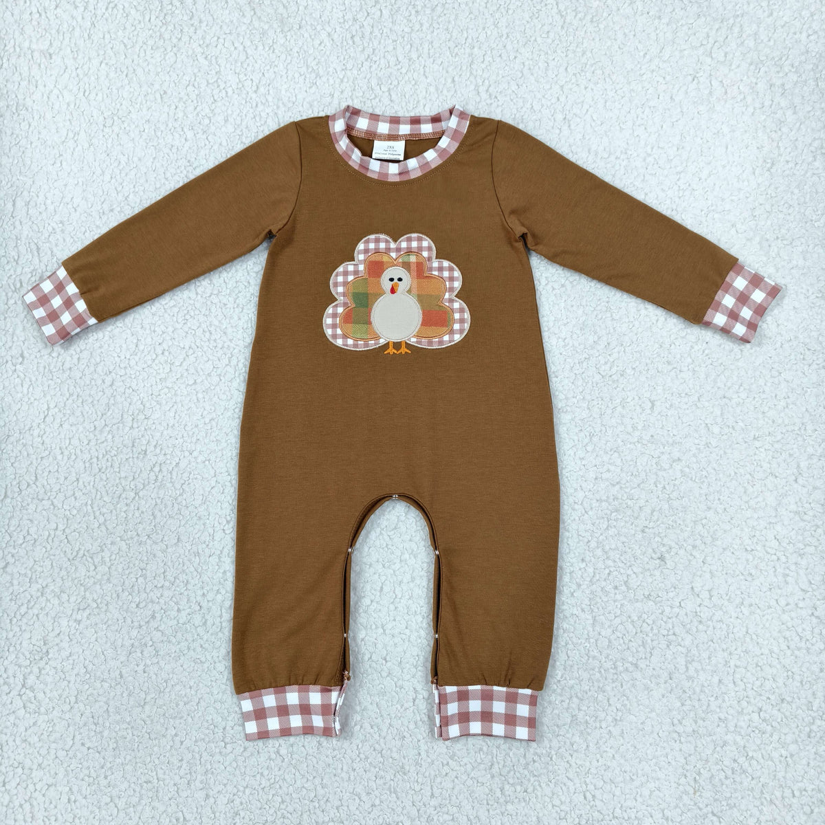 NEW RTS NO MOQ milk silk LR3170 Embroidery Turkey Baby Girls Thanksgivings Long Sleeve Pant Holiday Rompers