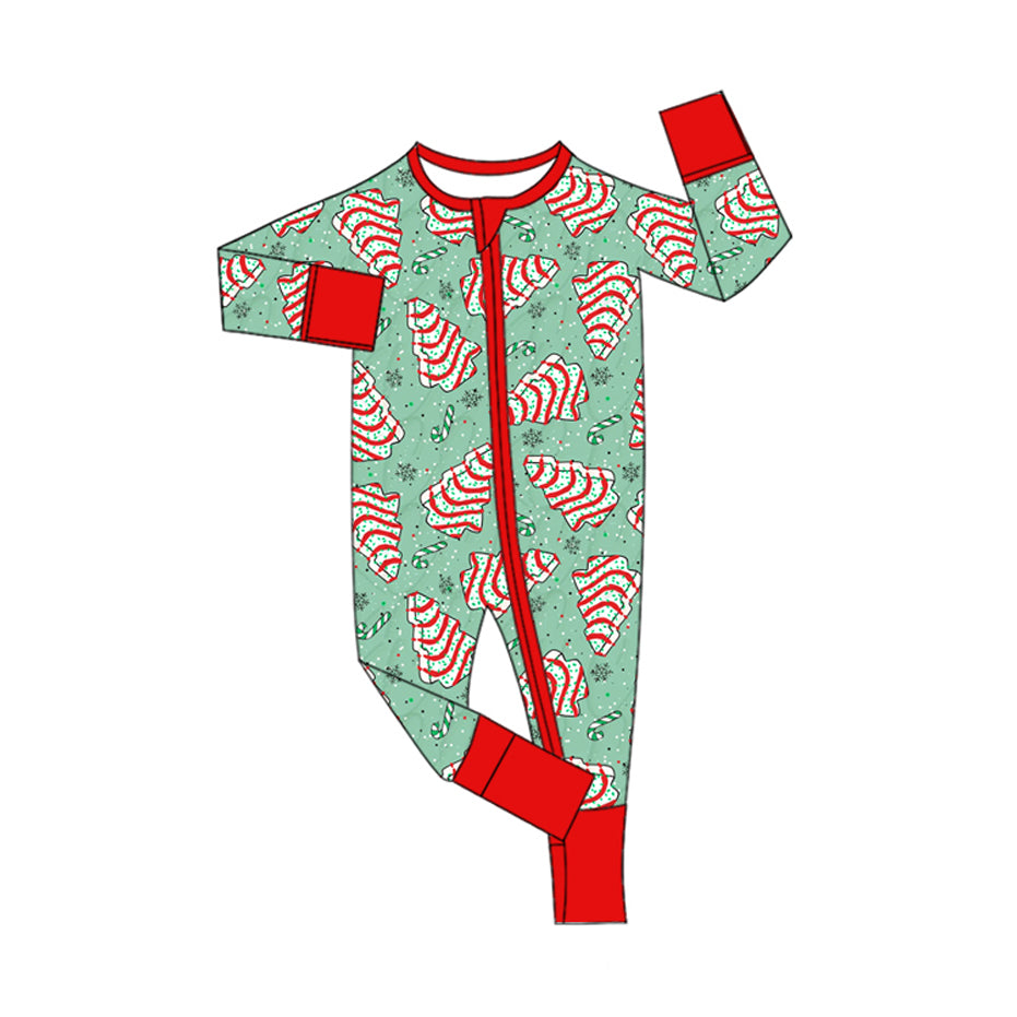 (Preorder new) No moq Baby Girls Christmas Striped Cake Tree Candy Cane Print Long Sleeve Top And Pants Pajama Set Rompers Dress Blankets