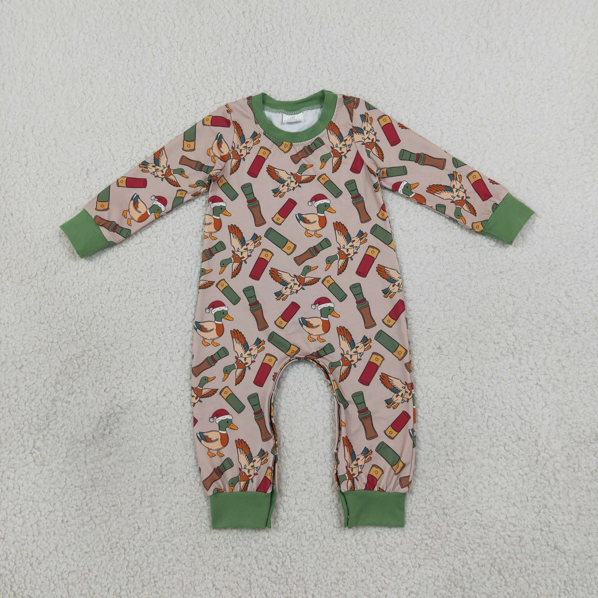 NEW RTS NO MOQ milk silk LR3209 Baby Boys Hat Ducks Calls Long Sleeve Christmas Rompers