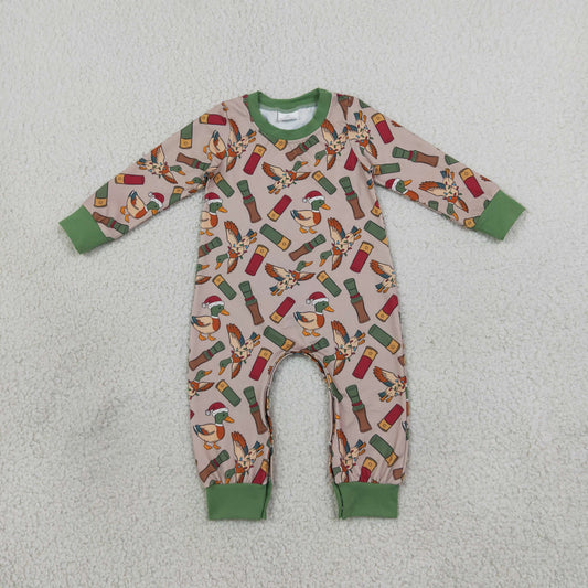 NEW RTS NO MOQ milk silk LR3209 Baby Boys Hat Ducks Calls Long Sleeve Christmas Rompers