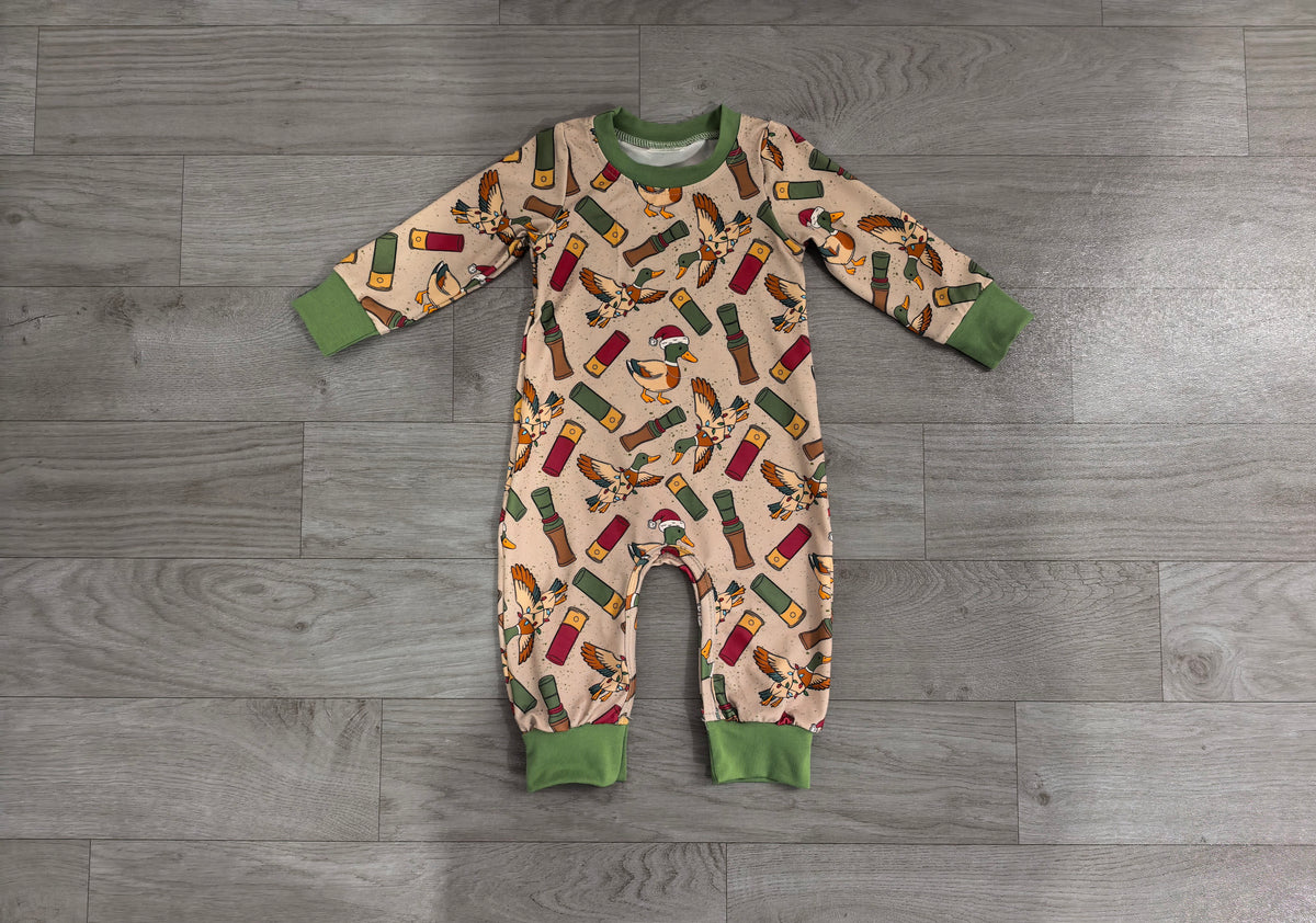 (Sample) No moq milk silk LR3209 Baby Boys Hat Ducks Calls Long Sleeve Christmas Pant Rompers