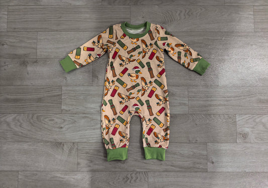 (Sample) No moq milk silk LR3209 Baby Boys Hat Ducks Calls Long Sleeve Christmas Pant Rompers
