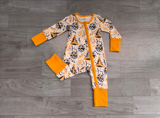 (Sample) No moq milk silk LR3212 Baby Boys Stars Lights Happy New Year Two Way Zip Convertible Holiday Rompers
