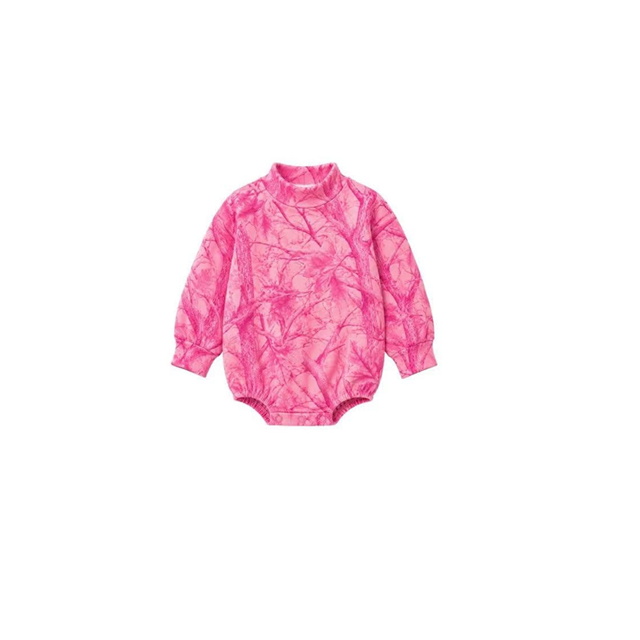 (Preorder new) No moq milk silk adult  Bright Pink Maple Camo Print Sweatshirt Wide‑Leg Pants Shorts  Baby Bubble Romper