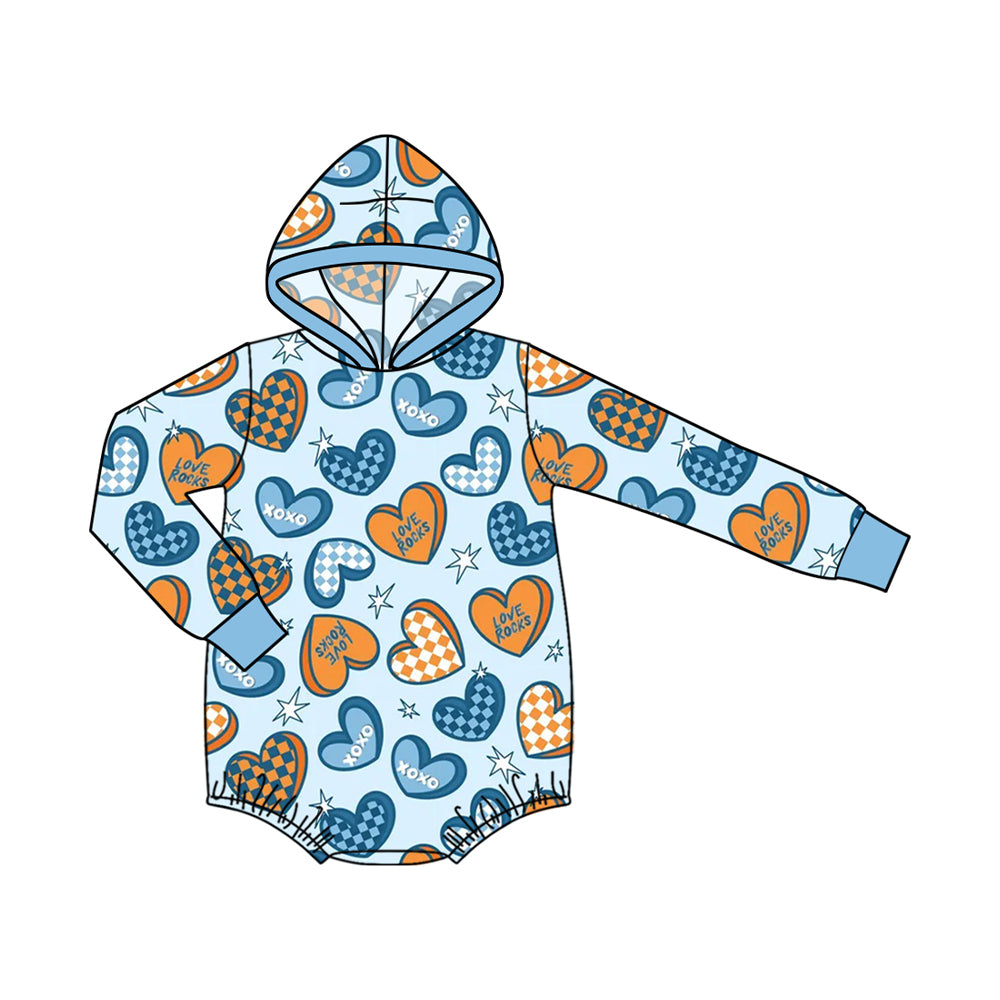(Preorder new) No moq Baby Kids Retro Heart Checkered Print Outfit Baby Hooded Romper