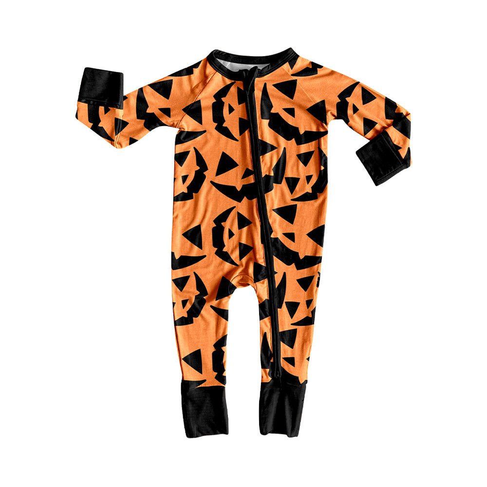 (Preorder new) No moq Boys Ghost Pumpkin Print Long Sleeve Matching Pajamas Set Romper