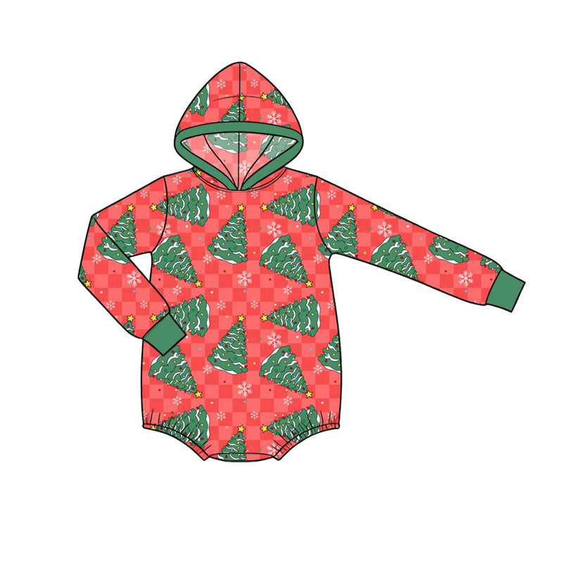 (Preorder new) No moq Baby Boys Snowflakes Trees Christmas Print Zip Pullover Pocket Top Matching Jogger Set Rompers