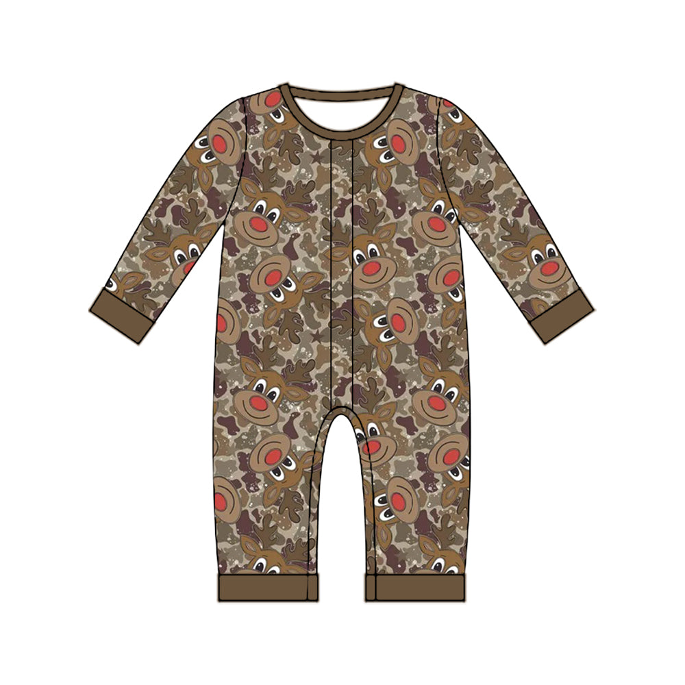 (Preorder new) No moq Baby Boys Christmas Camo  Long Sleeve Top Pants Set Rompers Pullovers Top
