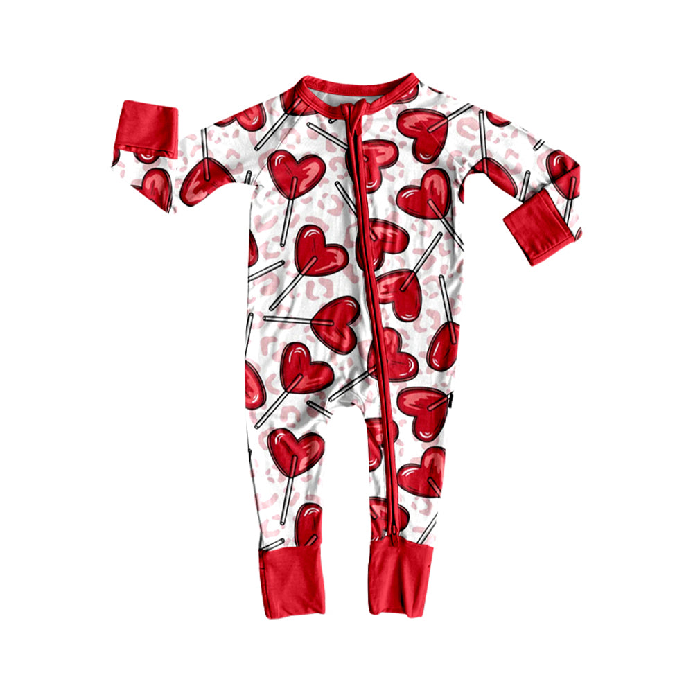 (Preorder new) No moq Baby Girls Leopard Heart Girl Valentine Long Sleeve Top Pants Pajama Set Dress Rompers