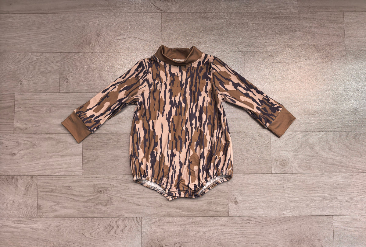 (Sample) No moq milk silk LR3259 Baby Boys High Neck Long Sleeve Camo Rompers