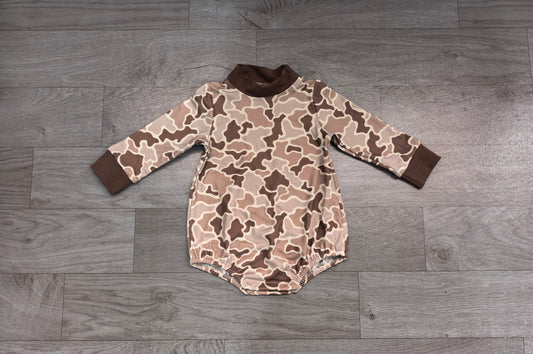 (Sample) No moq milk silk LR3263  Baby Boys High Neck Long Sleeve Khaki  Camo Rompers