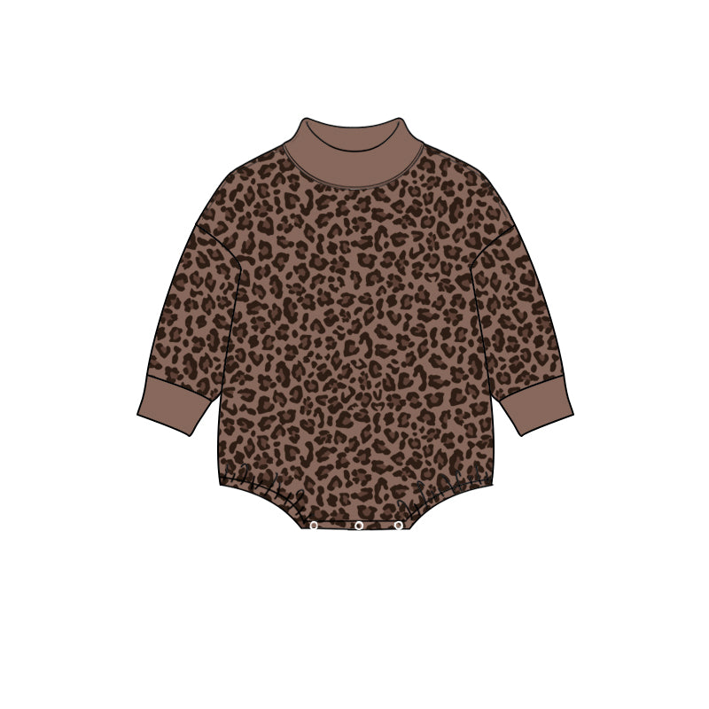 (Preorder new) No moq Baby Boys Camo Turtleneck Long Sleeve Bubble Romper