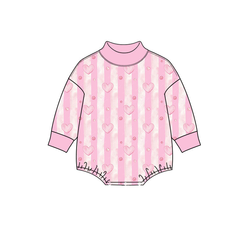 (Preorder new) No moq Baby Girls Long Sleeve Bows Hearts Valentines Ruffle Romper
