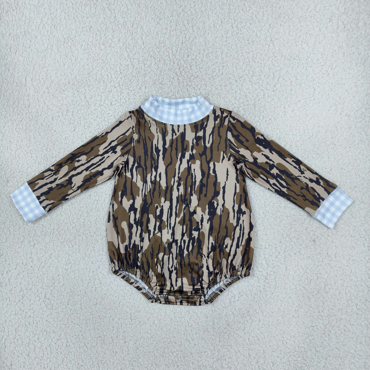 NEW RTS NO MOQ milk silk LR3279 Baby Boys High Neck Long Sleeve Camo Casual Rompers