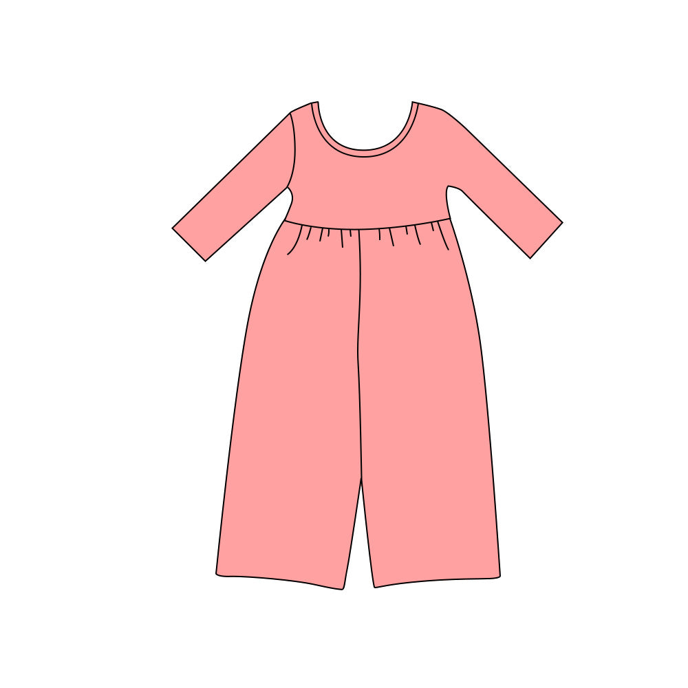 (Preorder new) No moq Baby Girls Solid Color Long Sleeve Pant Jumpsuits Casual Daily Wear