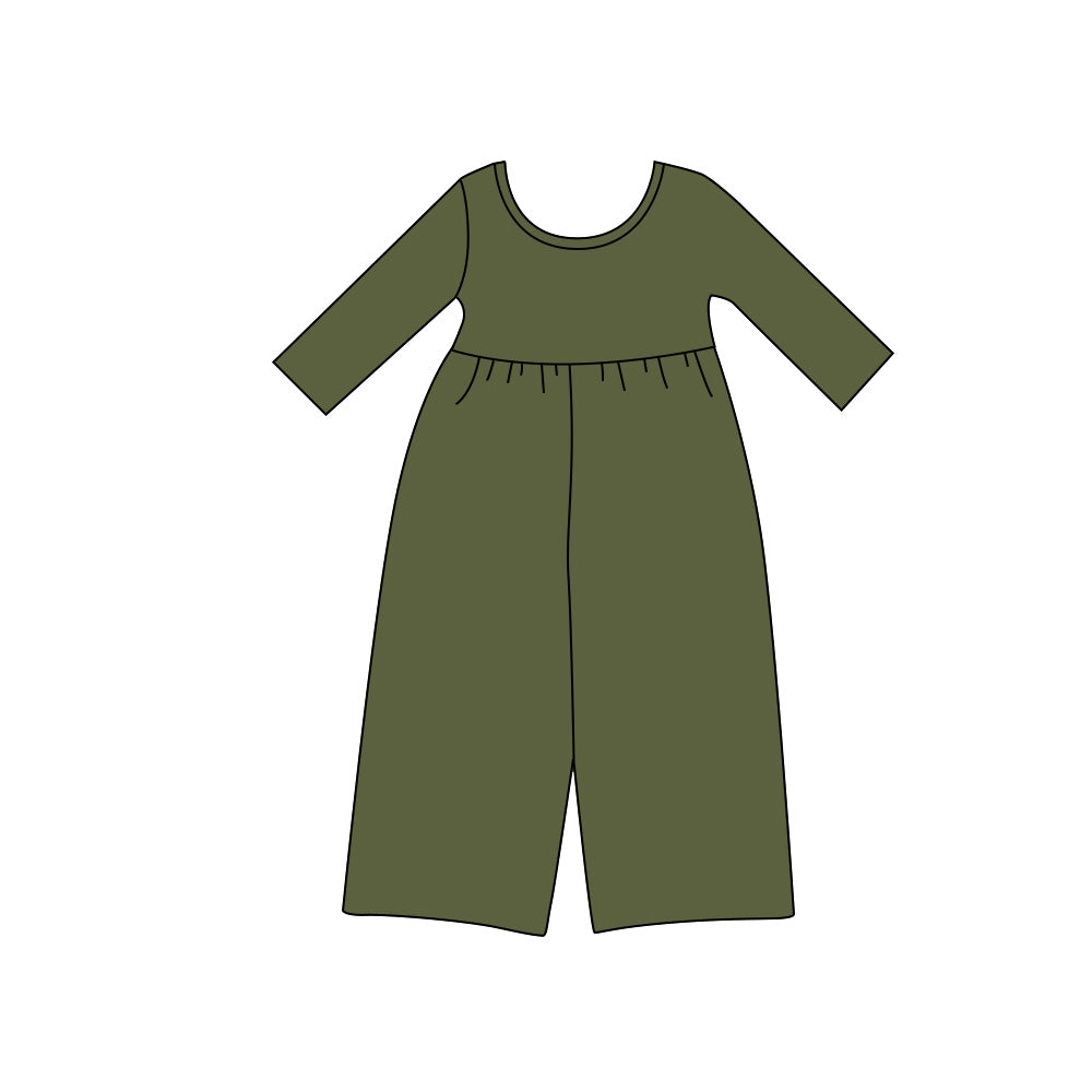 (Preorder new) No moq Baby Girls Solid Color Long Sleeve Pant Jumpsuits Casual Daily Wear