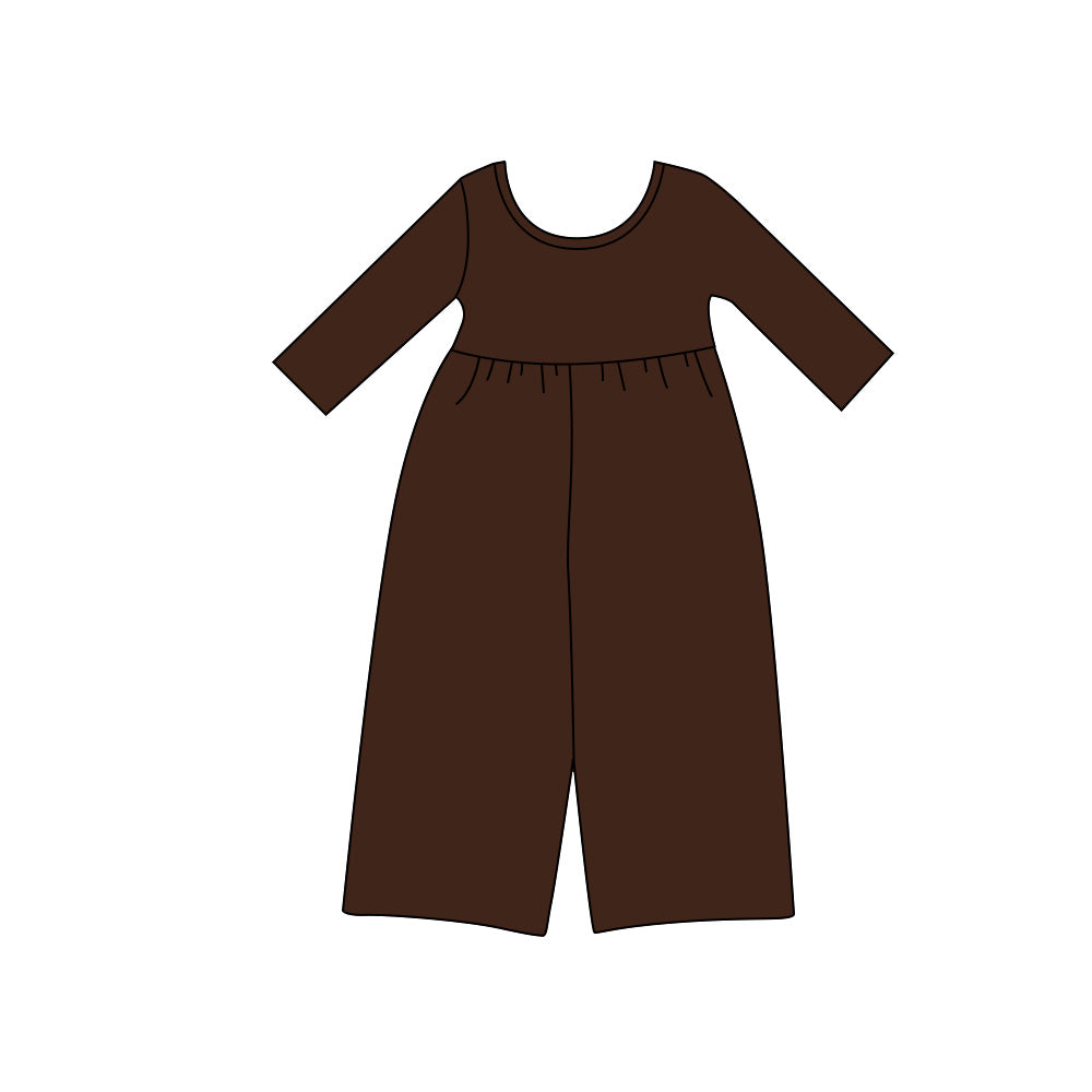 (Preorder new) No moq Baby Girls Solid Color Long Sleeve Pant Jumpsuits Casual Daily Wear