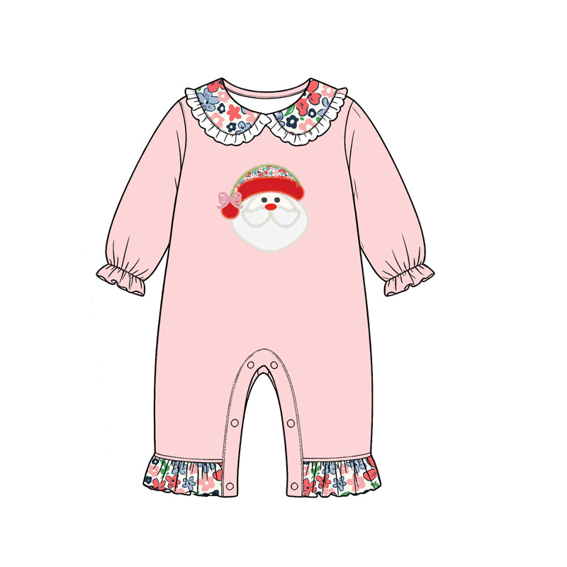 (Preorder new) No moq Baby Girls Christmas Santa Long Sleeve Top Bell Bottom Pant Clothes Set Rompers Dress