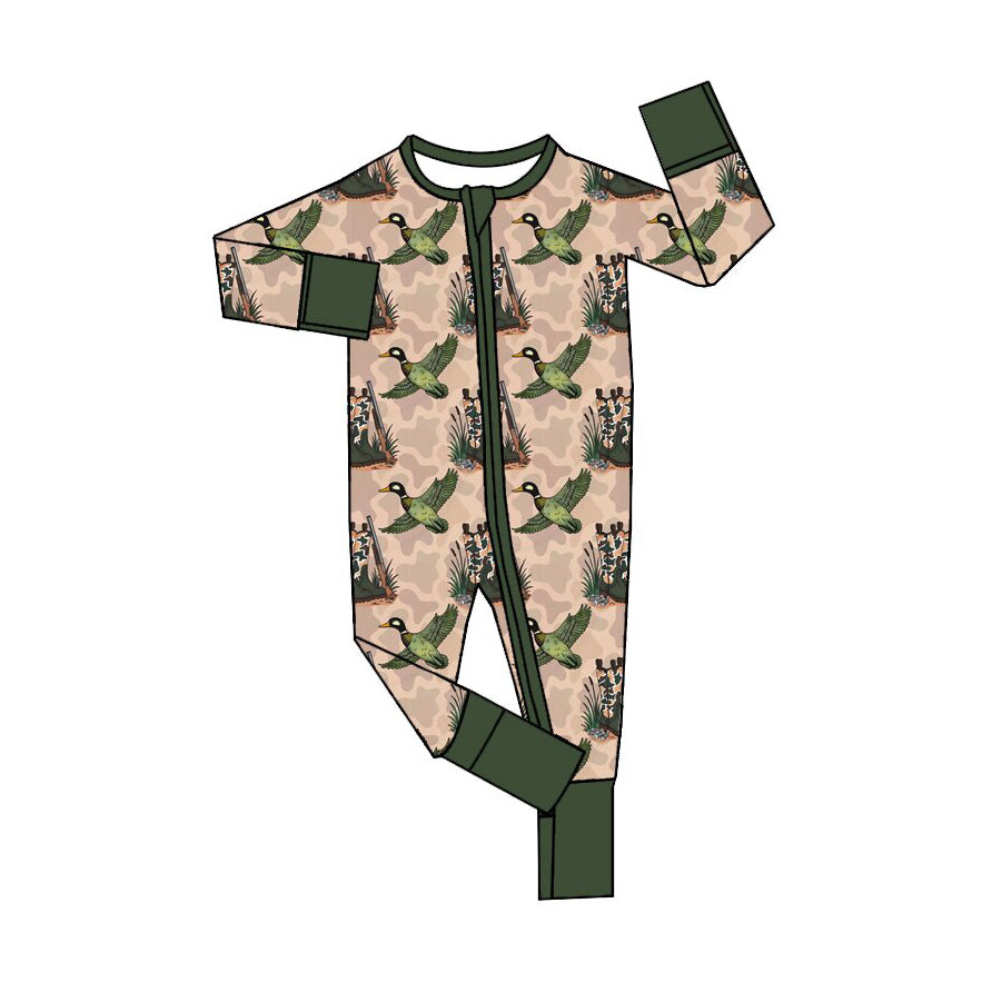 (Preorder new) No moq baby Boys Ducks Boots Camo Long Sleeve Matching Pajamas Set Romper