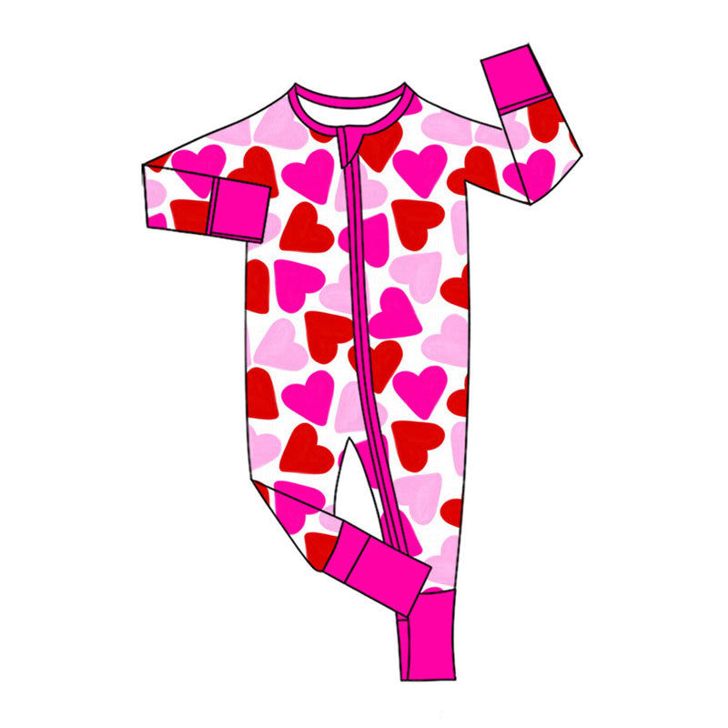 (Preorder new) No moq Adult To Match Kids Pink Red Hearts Button Top Pant Valentines Fur Sleeves Pajamas Sets Romper Blankets Dress