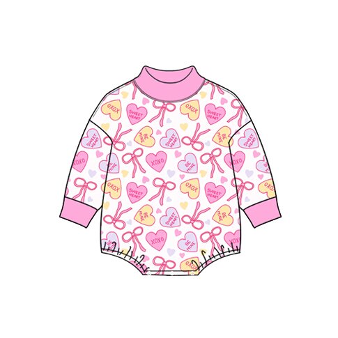 (Preorder new) No moq Baby Girls Valentines Long Sleeve Heart Strawberry Romper Holiday Outfit