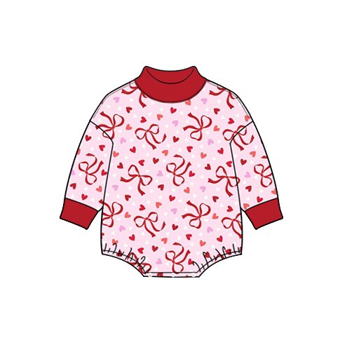 (Preorder new) No moq Baby Girls Valentines Long Sleeve Heart Strawberry Romper Holiday Outfit