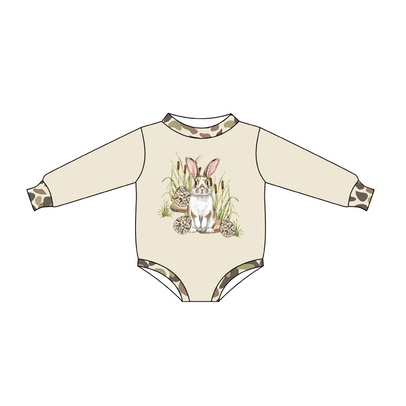 (Preorder new) No moq Baby Boys Green Easter Rabbit Long Sleeve Top Jogger Pant Set Romper
