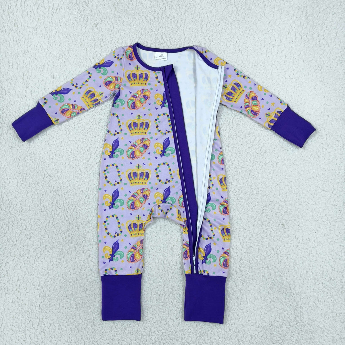 NEW RTS NO MOQ milk silk LR3341 Baby Girls Holiday Print Long Sleeve Casual Two Way Zip Convertible Rompers
