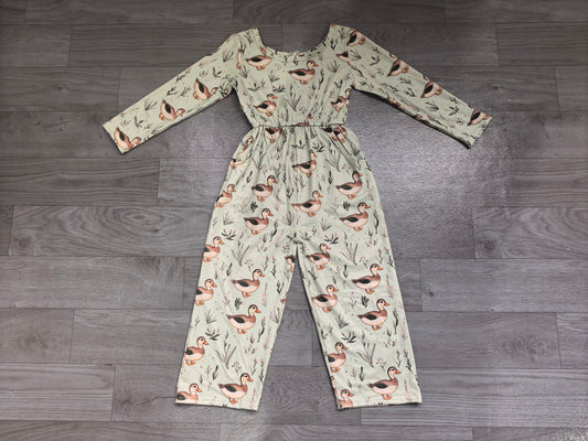 (Sample) No moq milk silk LR3348 Baby Girls Flowers Ducks Long Sleeve Pockets Jumpsuits