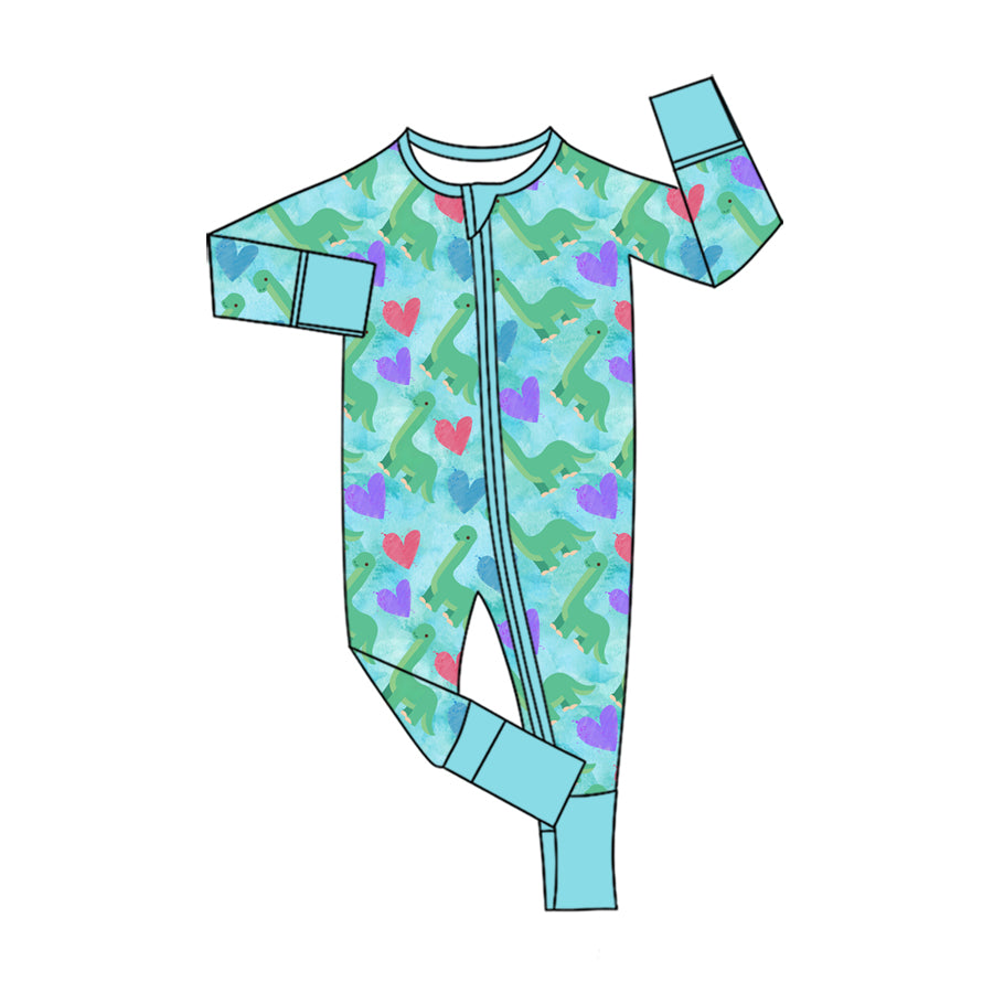 (Preorder new) No moq Baby Heart Print Bamboo Pajama Set Toddler Half Zip Top Two Piece Sleepwear And Minky Blanket