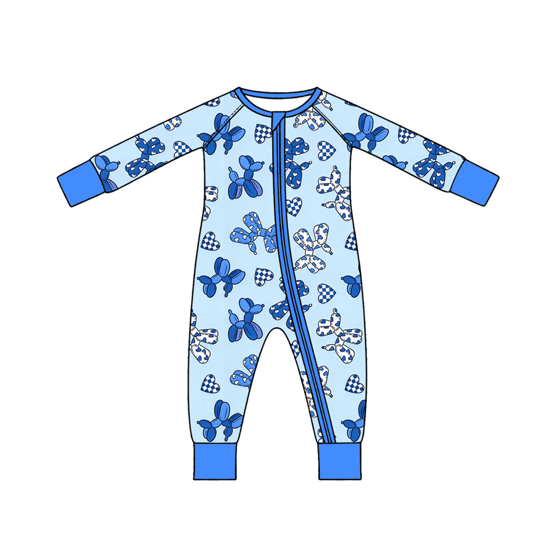 (Preorder new) No moq Baby Boys And Girls Cute Bow Print Long Sleeve Pajama Set And Zipper Romper