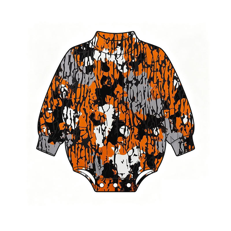 (Preorder new) No moq High Neck Baby Boys Camo Print Mock Neck Long Sleeve Romper