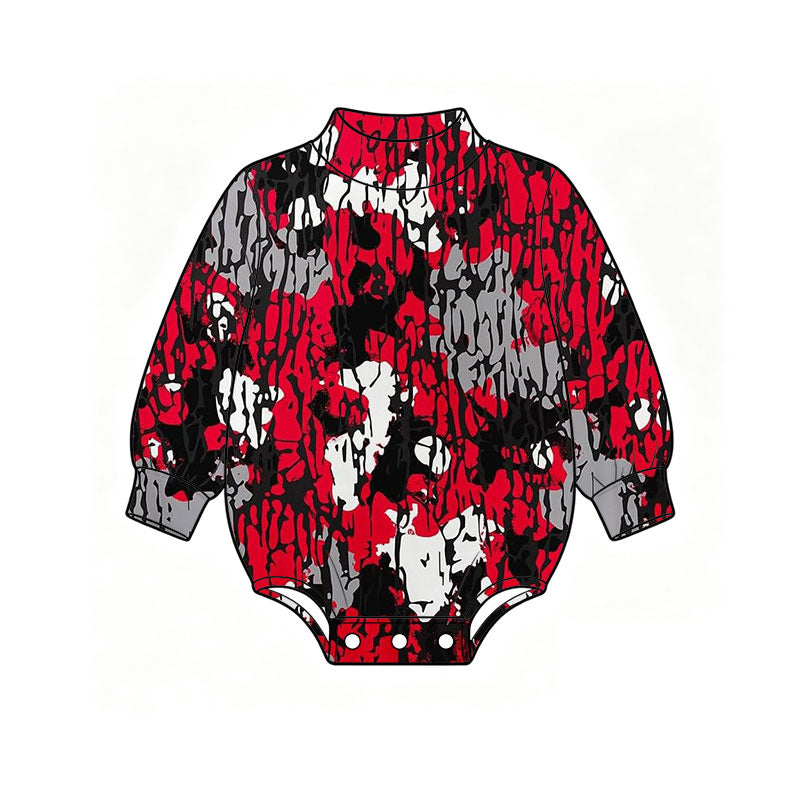 (Preorder new) No moq High Neck Baby Boys Camo Print Mock Neck Long Sleeve Romper