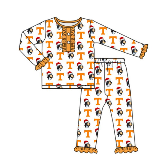 Custom moq 3 tat about 6-8 weeks Orange long-sleeved trousers pajama set girls pajamas