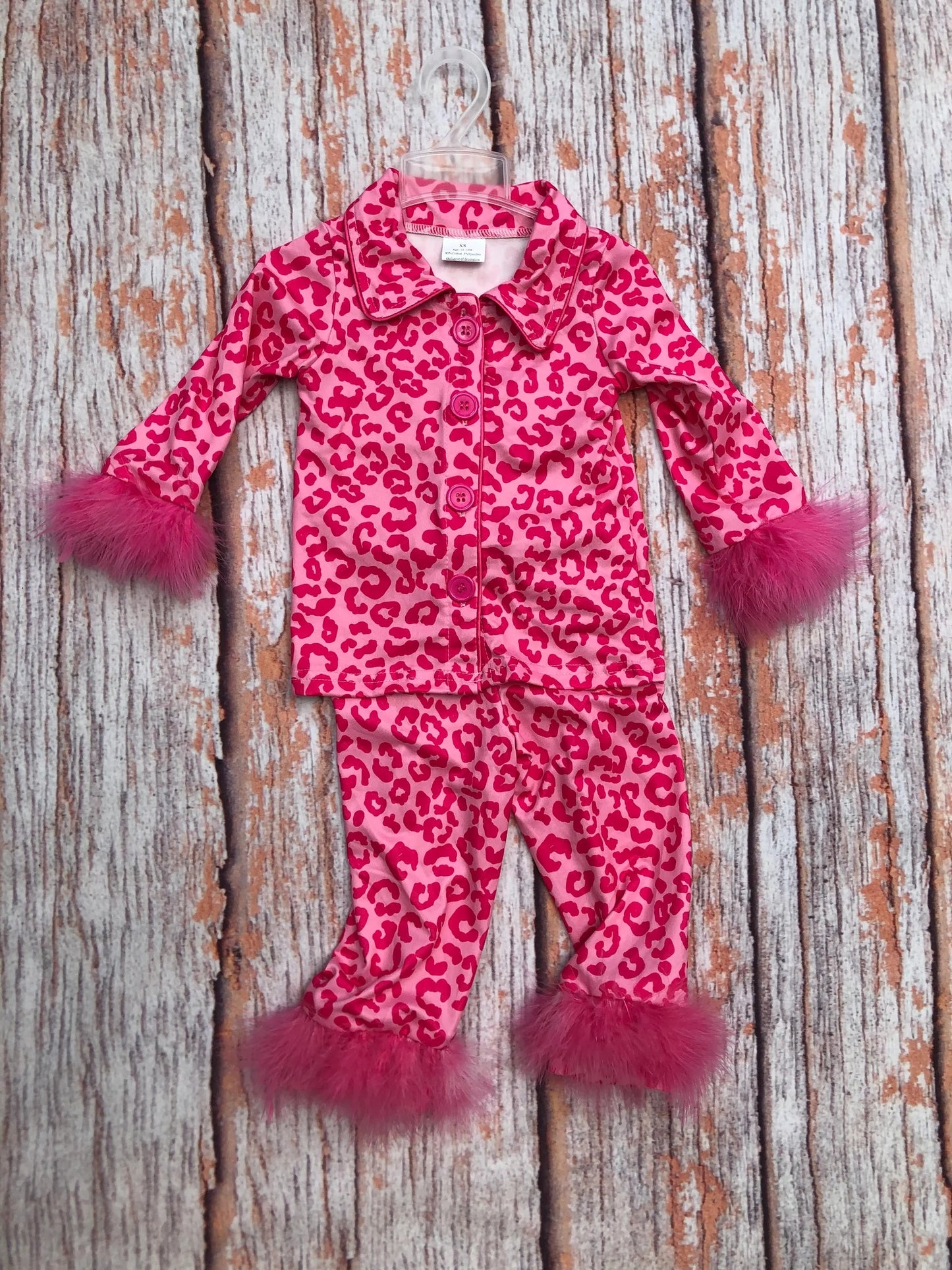 RTS NO MOQ Baby Girls Winter Sibling Cute Buttons Top Pants Fur Pajamas Clothes Sets