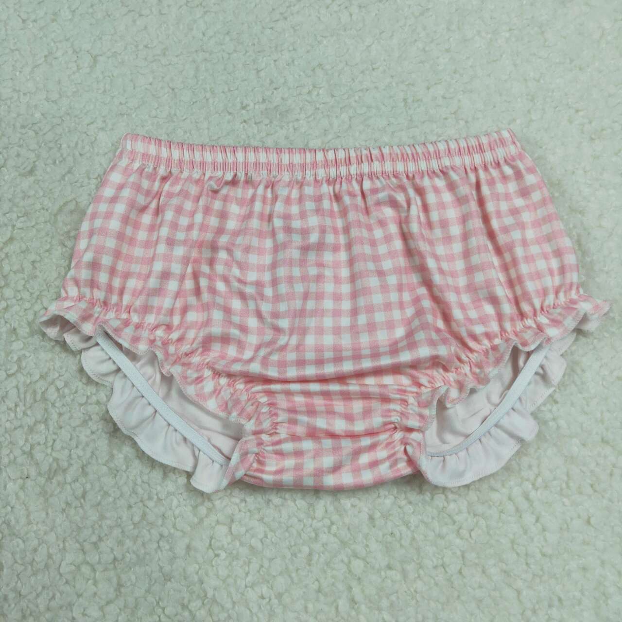 RTS NO MOQ milk silk SS0939 Baby Girls Cute Light Pink Plaid Bummies Shorts Bottom